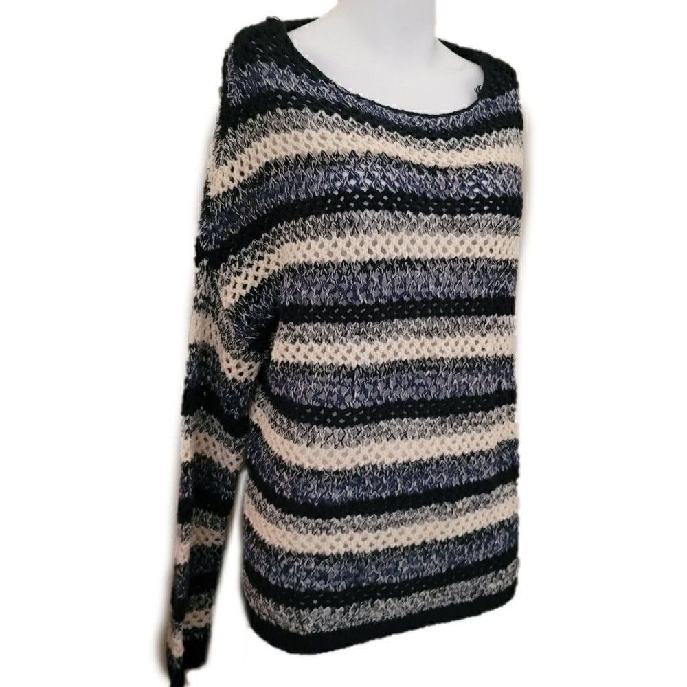 Chunky knit oversized sweater striped long back re